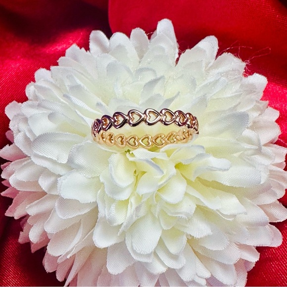 Pandora 14K Rose Gold Plated Heart Band Ring – Size 55/7.5 – NEW - Picture 1 of 8
